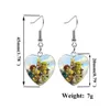 Boucles d'oreilles pendantes Shrek et Fiona pour filles, personnage de dessin animé mignon, verre cristal, cœur, goutte, bijoux à la mode GC1239