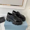 Tasarımcı Loafer Kadınlar En kaliteli Monolit Fırçalanmış Deri Loafers Platform Topuk Pompası Chunky Spor Sneaker Dantelli Dişli Ayakkabı Ayakkabı Ofis Klasik
