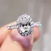 Cluster Rings Fashion 925 Sterling Silver 2CT Oval Cut Diamond Wedding Engagement Cocktail For Women Luxury Fine Jewelry Gift WholesaleClust