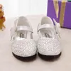 Bekamille Girls Shoes Summer Baby Child Shoes Glitter Rhinestone Single Sandals Cute Fashion Bowknot Party Dancing Shoes G220418