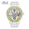 Designer Watch Wristwatches Crystal Tourbillon Lüks Safir Su Geçirmez Wirstwatch GMT 24Hours Küçük İkinci Gün Gece Kadın Şeffaf Casewrist