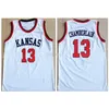 Nikivip # 13 Wilt Chamberlain Kansas Jayhawks College Maglia da basket classica retrò bianca da uomo cucita con nome numero personalizzato maglie