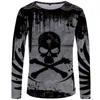 Men's T-Shirts Skull T-shirt Men 3D T Shirt Long-sleeved O Neck Casual Digital Printing Warm Autumn And Winter Clothing Ropa Hombre