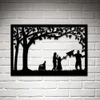 Arte de parede de metal de árvore genealógica Happy Loving Family Silhouette Decoração de parede de metal