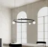 Artpad Ceiling Hanging Chandelier Lamp Glass White Round Art Decor Bar Pendant Lights Modern for Dining Room Long with G4 Bulb