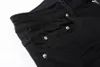 Jean noir pour hommes avec peinture bleue Denim Skinny Slim Biker Moto Hip Hop jambe droite Spray sur Vintage détresse Stretch pour les gars homme Rip Fits pantalon longue fermeture éclair poids moyen