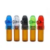 Plastic Glass 67mm Bullet Head Small Glass Bottle Pill Box Snuff Snorter Bottle Rolling Machine Shisha Hookah Smoking Pipe Vaporizer