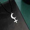 Pendant Necklaces Dawapara Moon Cross Lilith Symbol Pendants Necklace Stainless Steel Charms Astrological Sign Amulet JewelryPendant