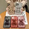 3D brutalny niedźwiedź etui na telefony komórkowe dla Apple iPhone 13 14 Pro Max 12 galwanizacja proszek błyskowy 11 osłona ochronna XS Max