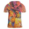 Fashion Man Hooded Tshirt 3D Colorful Lion Funny Streetwear Mens Tee Shirt Whole body printing Oversized Tshirt 220623