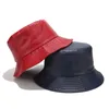 Moda Pu Kova Şapkası Deri Balıkçılık Kapağı Soild Katlanabilir Yürüyüş Şapkası Hip-Hop Sokak Su Geçirmez Panama Kadınlar ve Erkekler 220506