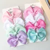 4 pçs / conjunto cor sólido Bowknot Cabelo Clipes Para Meninas Bonitos Headwear Handmade Barrettes Presentes Kids Hair Acessórios