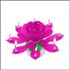 Other Event Party Supplies Festive Home Garden Musical Birthday Candle Cake Topper Decoration Magic Lotus Flower Candles Blossom Rotating S