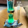 2022 Nouvel ensemble de fumage de pipe créatif Bang en verre Aurora narguilé en verre segmenté combinaison de démontage avec lumière LED