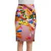 Skirts KYKU Candy Women Food Sundresses Colorful Print Skirt Love Pencil Colour 3d Ladies Womens Floral Cool Korean
