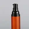 Mattierte braune Airless-Flasche, schwarzer Pumpendeckel, Sprühgerät, Toner, Lotion, Kosmetikbehälter, 15 ml, 30 ml, 50 ml, 100 Stück/Lot