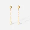 Hoop & Huggie Elegant Baroque Pearl Charm Geometry Earrings PVD Stainless Steel Drop 18k Gold Plated For Women GiftHoop