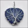 Arts And Crafts Chakra Wire Wrap Handmade Tree Of Life Heart Shape Natural Stone Charms Lapis Tiger Eye Rose Quartz Pendant Sports2010 Dhkc8
