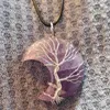 Tree of Life Wire Wrapped Crescent Moon Pendant Halsband Naturligt harts Healing Crystal Stone Reiki Quartz Gemstone Andliga smycken