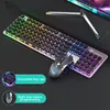 104 Ключ L1 проводная пленка светящаяся клавиатура USB Home Office Computer Game Keyboard Mouse Set Epacket258d9141927