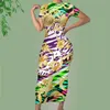 NoisyDesigns Leopard Print Summer Elegant Short Sleeve Party Robe Women Luxury Floral Sundress Vintage Maxi Dress Dropship 220627