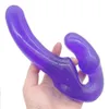 Vibrador de cabea dupla para lsbica strapless strappon dildo cinta na gelia vibrador casais g local vagina massagem anal brinquedos sexyua