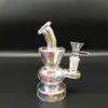 5.9 inç Gümüş Cam Su Borusu 14mm Erkek Kase Nargile Recycler Bong Sigara Tütün Kuru Herb Beher Buz Catcher