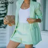Deenor Summer One Button Female Jacket Full Sleeve Outwear Chic Loose Spring Ol Femme Suit Women Blazer 220811