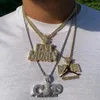 Kedjor isade ut bling 5a zirkon cz snabba pengar hänge halsband hip hop färg guld pläterad tennis rep kedja män pojke juvelrychain282r