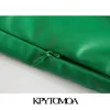 KPYTOMOA KVINNA FASHION EXPOSED APPORTER FAUX LEATHER CROP TANK TAPS VINTAGE BACK Elastisk sida Zipper Kvinna Camis Mujer 220318