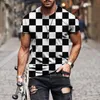 Camisetas masculinas camisetas de impressão 3D de verão para homens Lattice Mythical Animal Images Mangas curtas respiráveis ​​frias Caminhadas casuais da moda