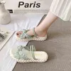 2022 Summer Designer Märke tofflor Chunky Womens Sandals High Heels High Heels Dress Walking Flip Flops tofflor Womens Shoes Y2204