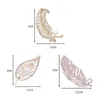 Classic Pearl Feather Brooch For Women Men Alloy Party Office Brooch Pin Gifts Elegant Rhinestone Hollow Leaf Dress Coat Decor
