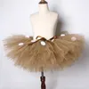 Fluffy Brown Deer Saia Fato de Natal Crianças Rena Tule Saia para Halloween Carnaval Crianças Outfit 1-14 Anos 220423