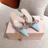 2022 sandali firmati Pantofole da donna con tacchi alti di lusso in pelle Bowknot colore caramella gomma gelatina infradito scivolo festa di nozze scarpe da sera