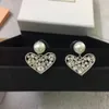 M Brand Sweet Bowknot Stud Earrings Luxury Crystal CZ Zircon Bow Designer Cute Heart Ear Rings Jewelry for Party Gift Box Packing