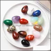 Stone Loose Beads Jewelry Natural 30Mm Egg Ornaments Quartz Healing Crystals Energy Reiki Gem Craft Hand Pieces Living Room Deco Dhu0P