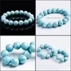 Braccialetti con fili di perline Goccia di gioielli 12Mm Braccialetto di larimar naturale blu Bracciale da donna con perline di cristallo elasticizzato femminile1 Consegna 2021 Q7