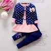 Clothing Sets ExactlyFZ Kids Spring Baby Girls Wave Point Set Cotton Clothes Suit Childern Cartoon 3pcs SuitClothing
