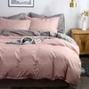 New Classic Bedding Set 10 Size Solid Color Summer Linen 2/3pcs/ Duvet Cover Pastoral Sheet Ab Side