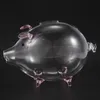 Titta på band 2x Pig Piggy Bank Money Boxes Coin Saving Box Cute Transparent Glass Souvenir Födelsedagspresent till barn barn-rosa hele22