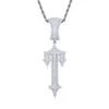 New trapstar London hip hop cross pendant inlaid zircon pop rap style wearable tennis chain Cuba299N