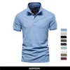 AIOPESON Cotton S S Solid Color Camisa clássica de manga curta de alta qualidade comercial Casual Polo Social Men 220702