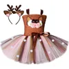 فتاة الفتاة Girls Deer Tutu Dress Child عيد الميلاد عيد ميلاد حفلة عيد ميلاد Up Halloween For Kids Elk Reindeer Cosplay Costumegirl's