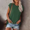 Solid Tops Tee Shirts Women Pocket Tshirt Summer Casual Oneck Loose T Shirt Kort ärm Kvinnliga mjuka toppar Mujer Camisetas 220526