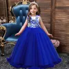 Cute Girl Kids Long Wedding Ceremony Dresses Teenage Mesh Dress Children's Clothing Party Elegant Princess Long Tulle FS7801 0725