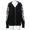 Kvinnor Zip Up Hoodies Streetwear Bokstavstryckt Långärmade Sweatshirts Höst Vinter Dam Hoodie Jackor