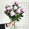 Konstgjorda blommor flanell rose lång gren bukett för bröllop hem dekoration falska växter diy kransstillbehör tillbehör