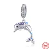 925 Silver Fit Charm 925 Bracelet Dolphin Moon Eiffel Tower charms set Pendant DIY Fine Beads Jewelry3346026