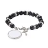 Moda sublimación en blanco DIY encanto redondo con cuentas cruz pulsera transferencia impresión amor pulsera para hombre para mujer Acción de Gracias Día de San Valentín Recuerdo Regalo familiar